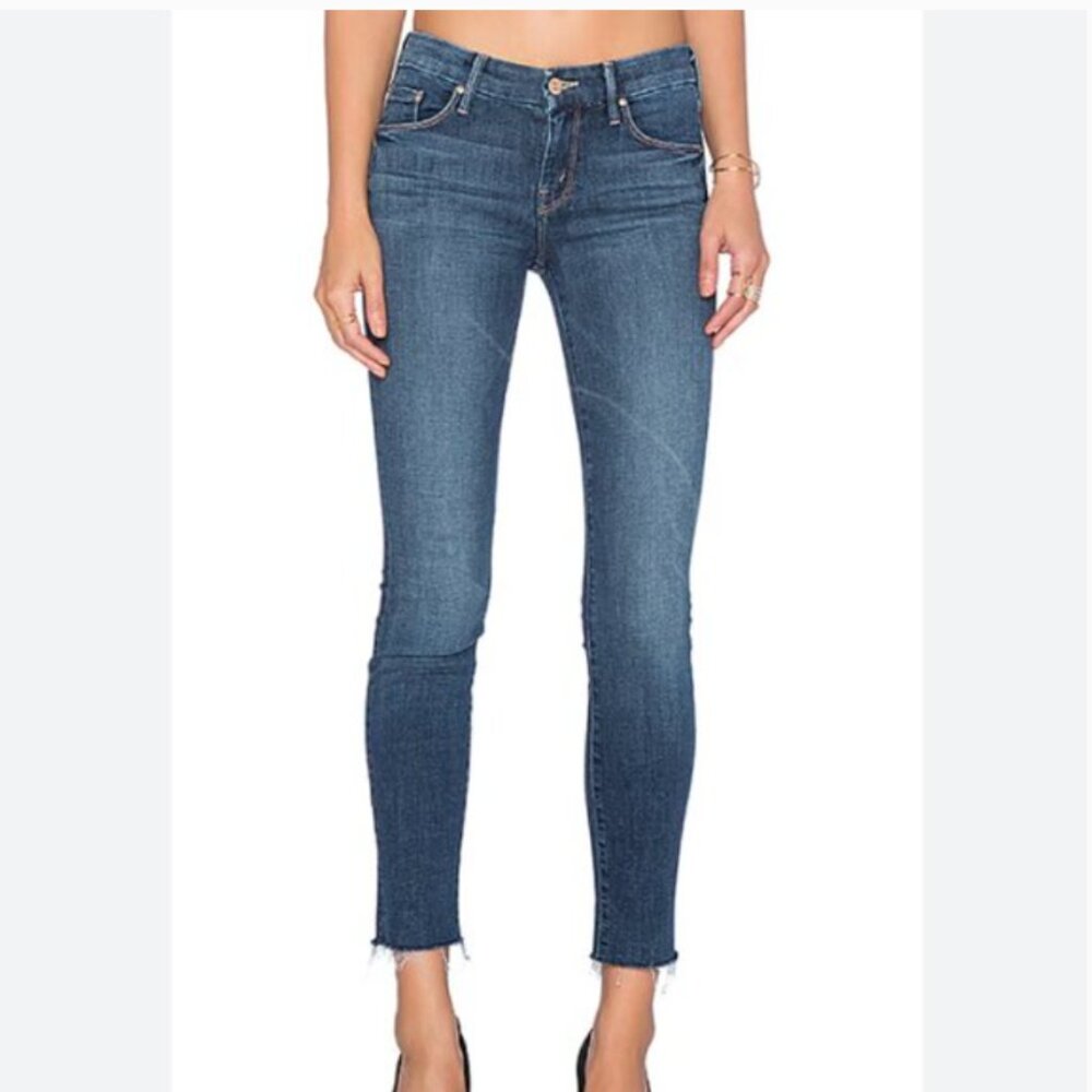 MOTHER the looker ankle fray blue jeans in girl crush wash raw hem size 26